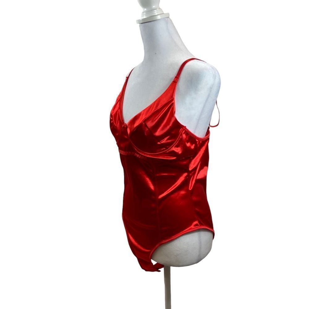 New Without Tags Red Satin Corset Style Body Suit Size Large